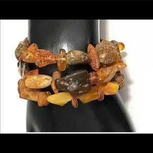 Raw Amber Wrap Around Style Vintage Bracelet
